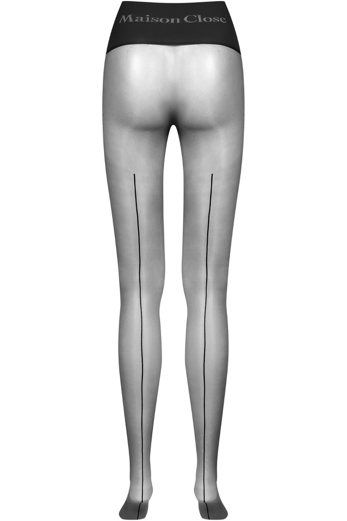 Maison Close Signature Seamless Back Seam Tights Black 20 Denier