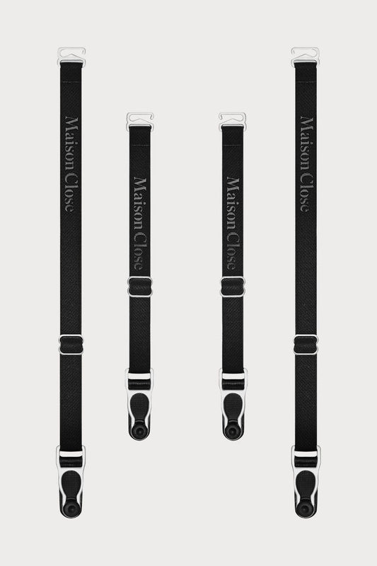 Maison Close Signature Suspender Straps Black/Silver - Naughty Knickers