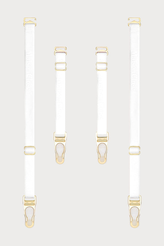 Maison Close Signature Suspender Straps White - Naughty Knickers