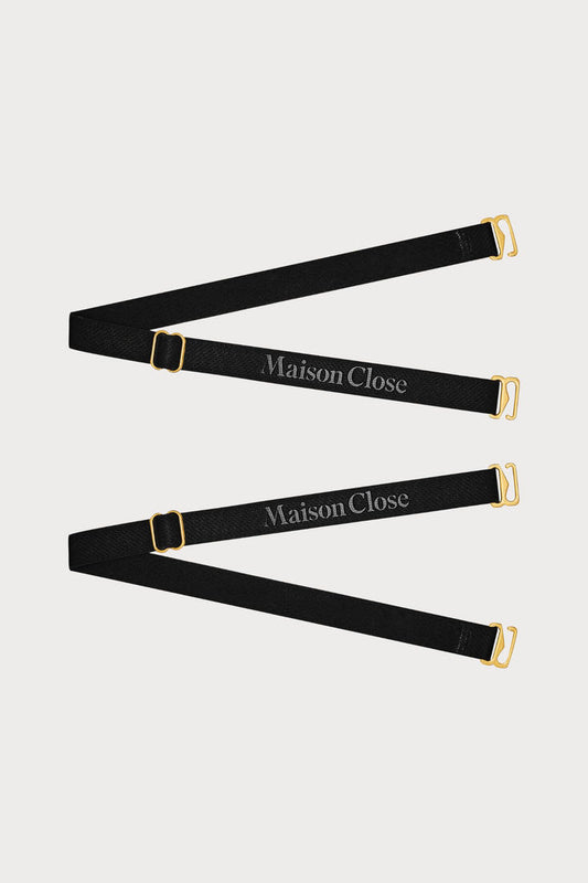 Maison Close Signature Thong Straps Black/Gold - Naughty Knickers