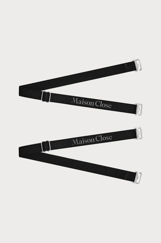 Maison Close Signature Thong Straps Black/Silver - Naughty Knickers