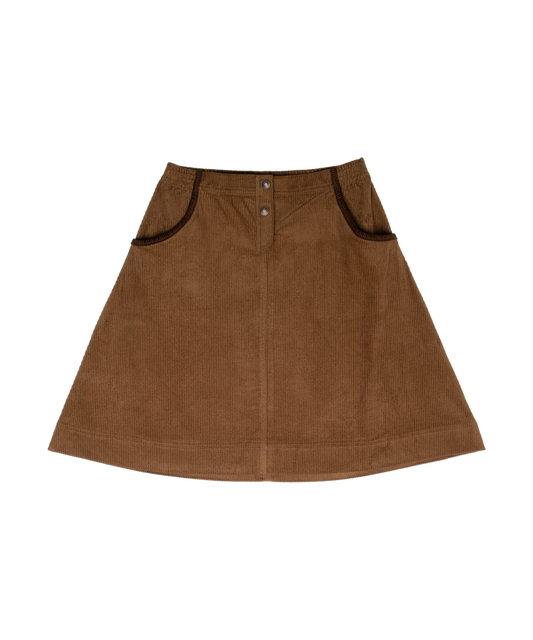 skirt corduroy contrast trim pockets - tan