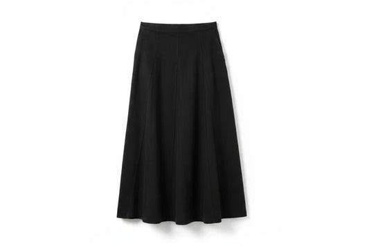 skirt corduroy v yoke panel - black