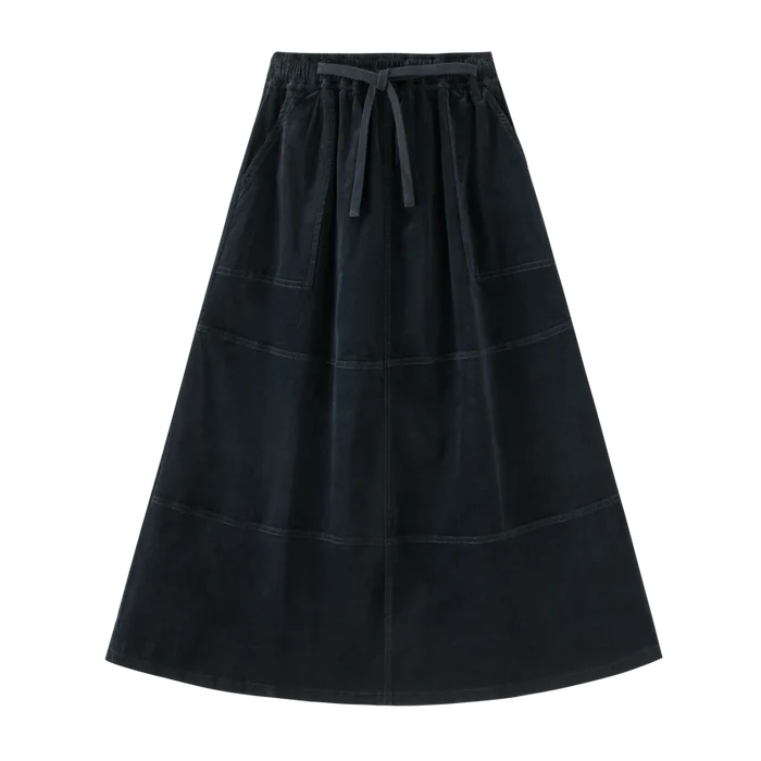 skirt corduroy with tie - navy