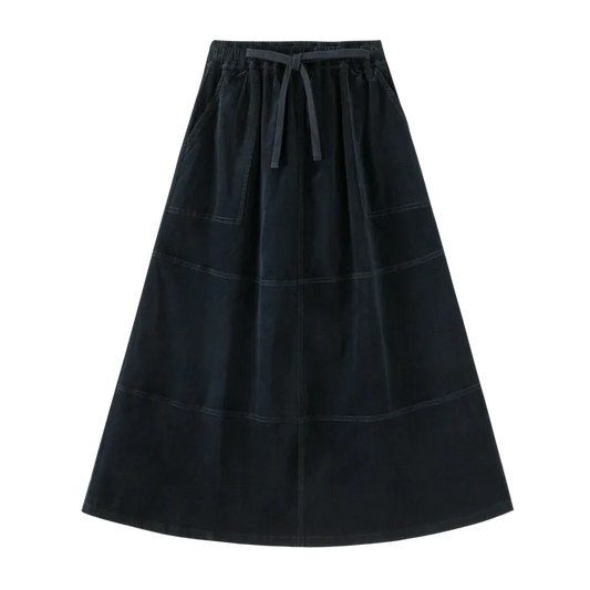 skirt corduroy with tie - navy