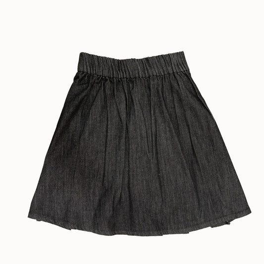 skirt denim pleated - black denim