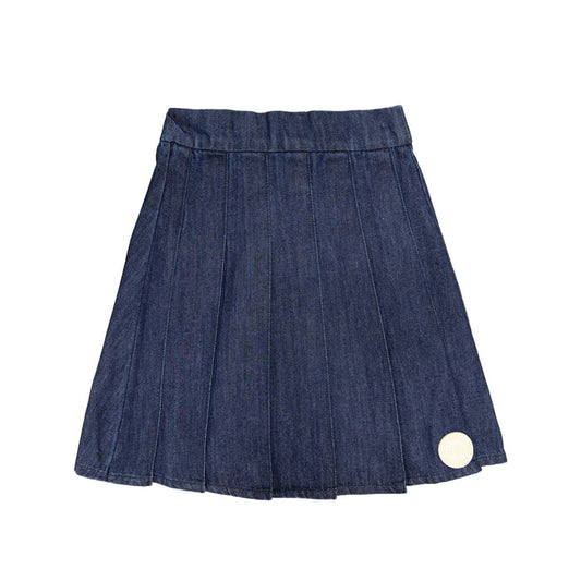 skirt denim pleated - blue denim