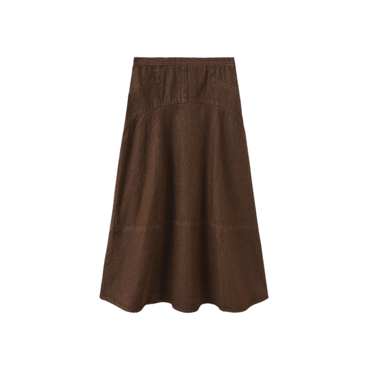 skirt denim yoke - brown