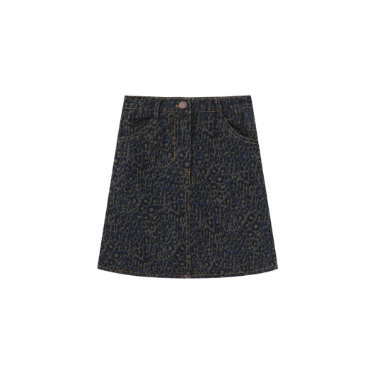 skirt leopard denim - blue