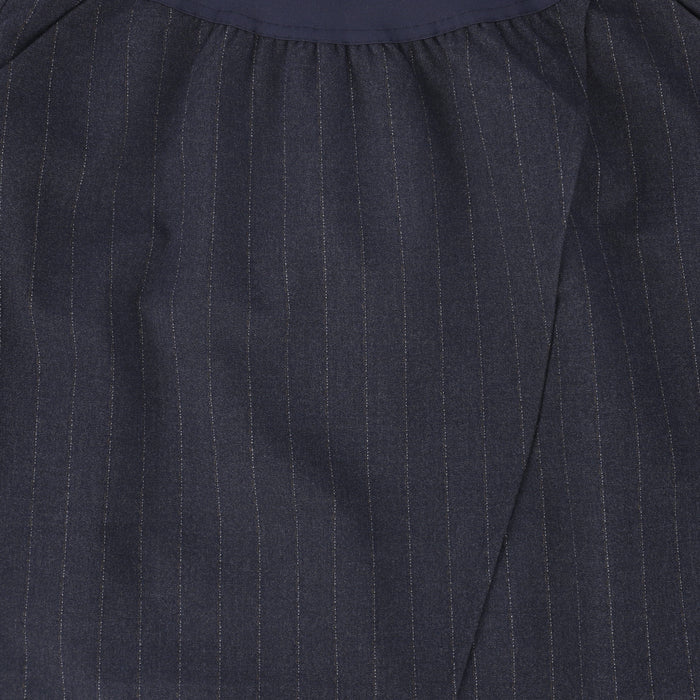 skirt midi wool pinstriped wrap look - navy