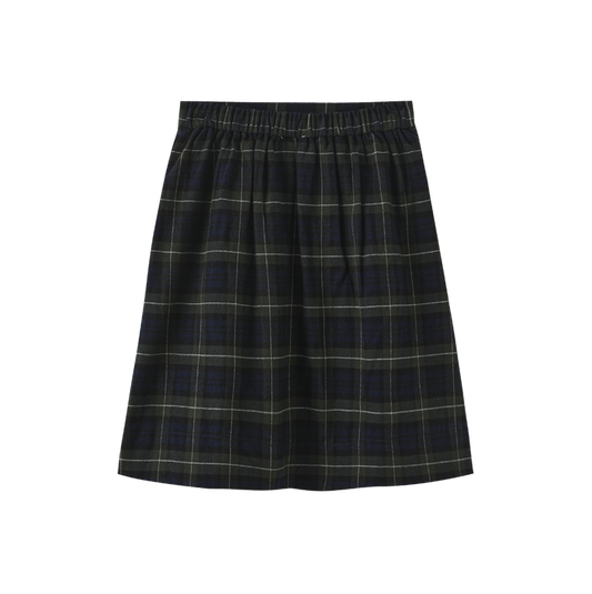 skirt pleated plaid with pockets - navy/green