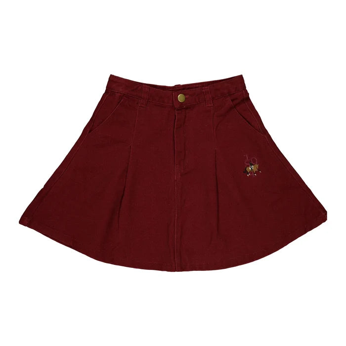 skirt pleated with logo - burgundy