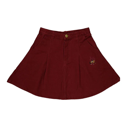 skirt pleated with logo - burgundy