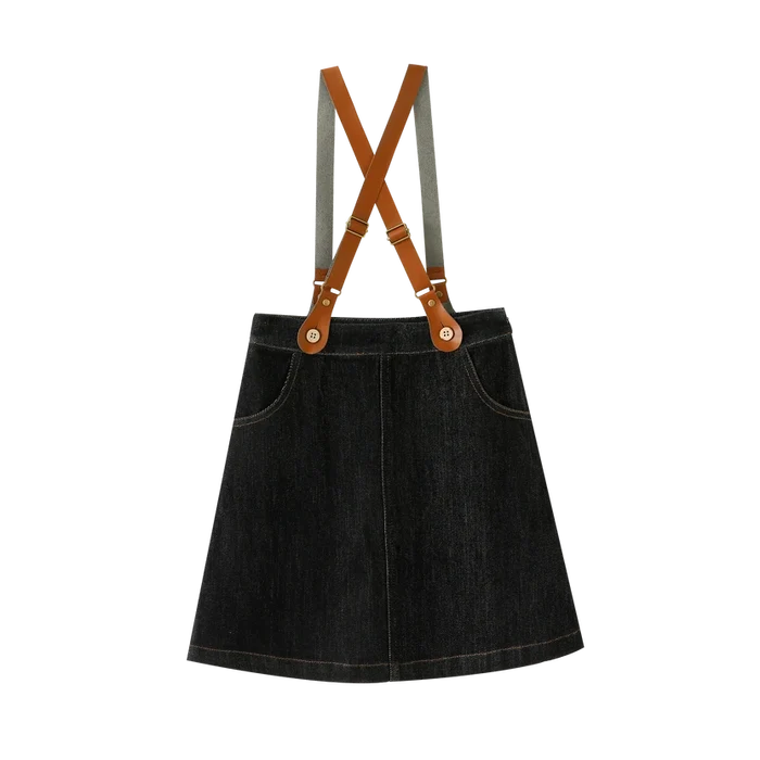 skirt suspender - black denim