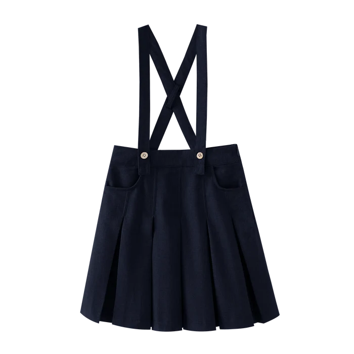 skirt suspender pleated - navy