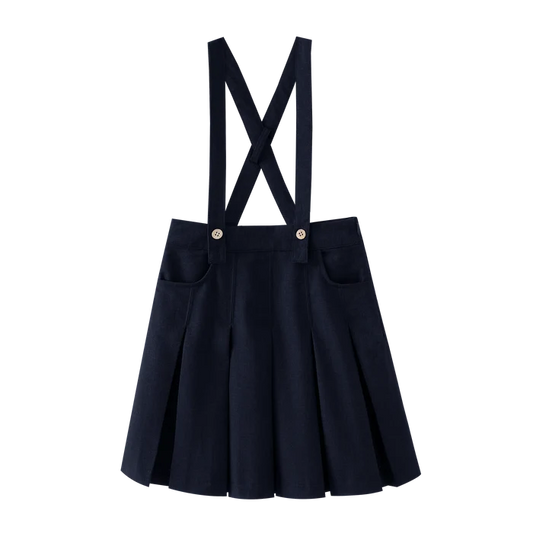 skirt suspender pleated - navy