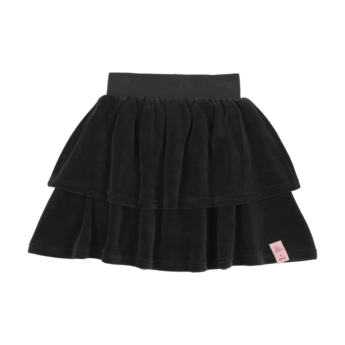 skirt velour ruffle - black
