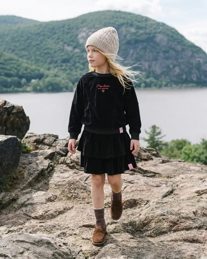 skirt velour ruffle - black