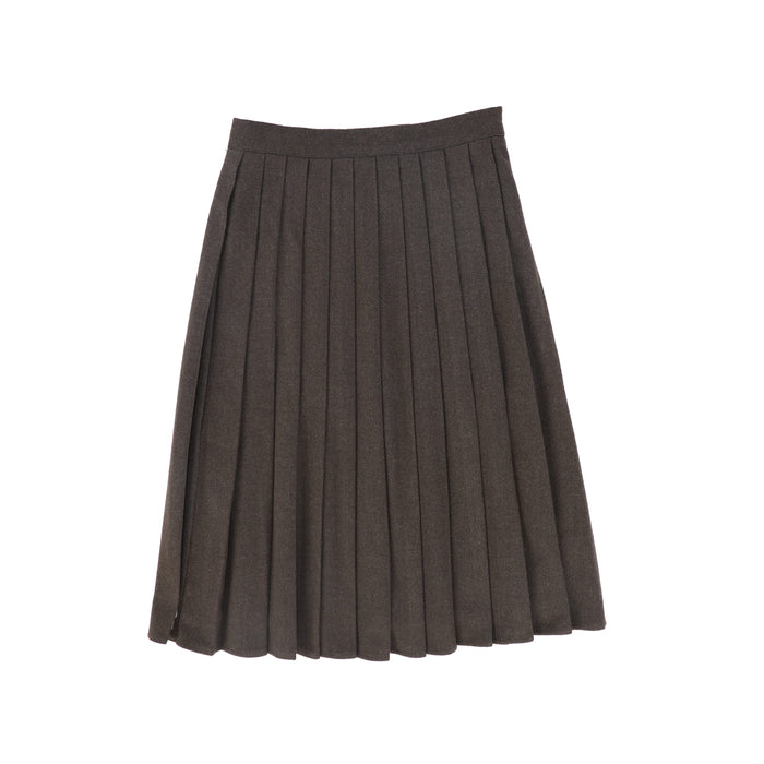 skirt wool pleated knee length - brown