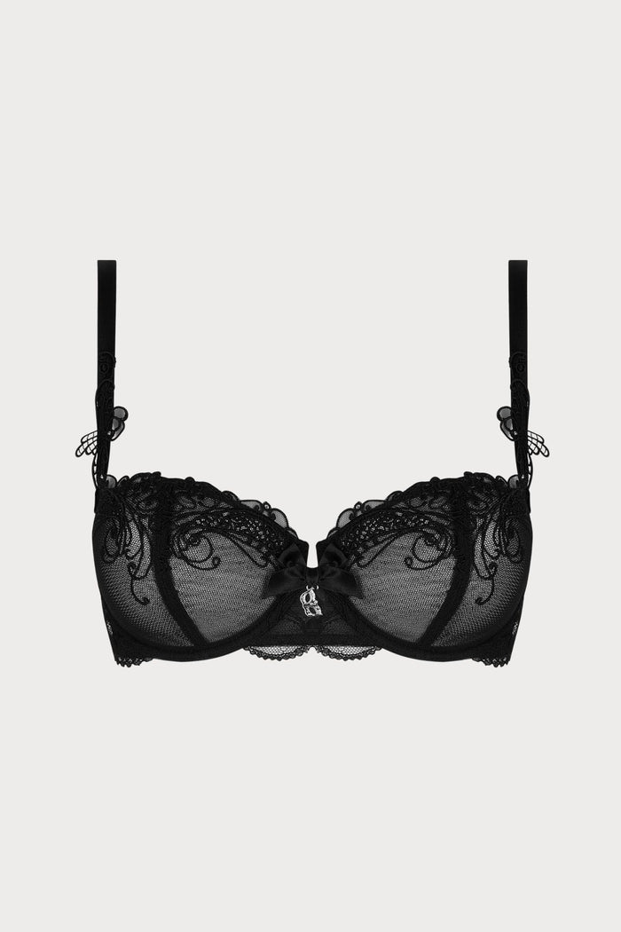 Soir de Venise Black Vertical Seam Half Cup Bra - front