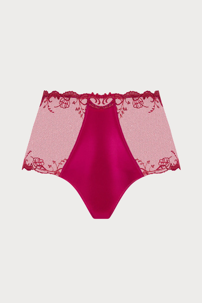 Splendeur Soie High Waist Brief in Raspberry