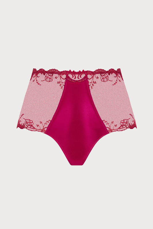 Splendeur Soie High Waist Brief in Raspberry