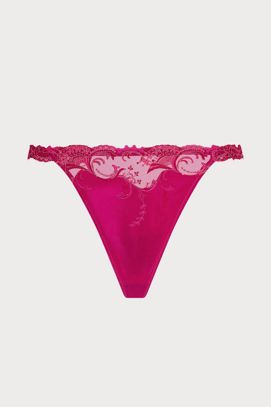 Splendeur Soie Mini Thong in Raspberry