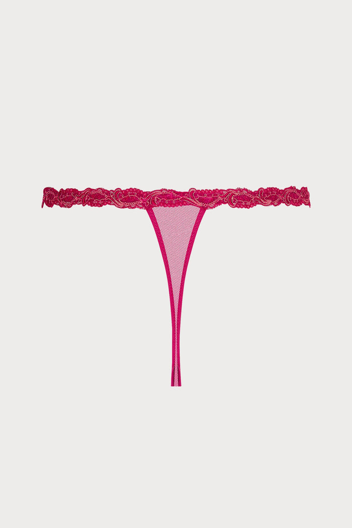 Splendeur Soie Mini Thong in Raspberry