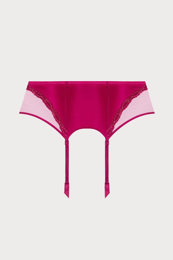 Splendeur Soie Suspender Belt in Raspberry