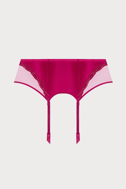 Splendeur Soie Suspender Belt in Raspberry