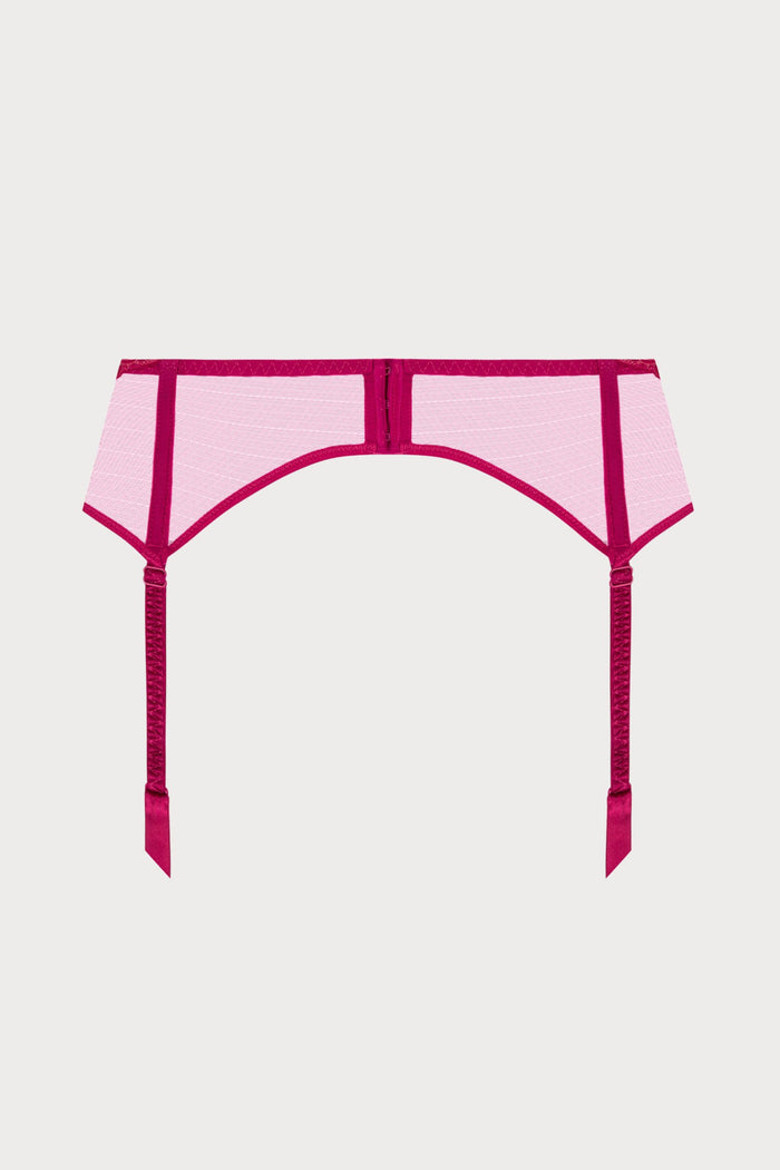 Splendeur Soie Suspender Belt in Raspberry