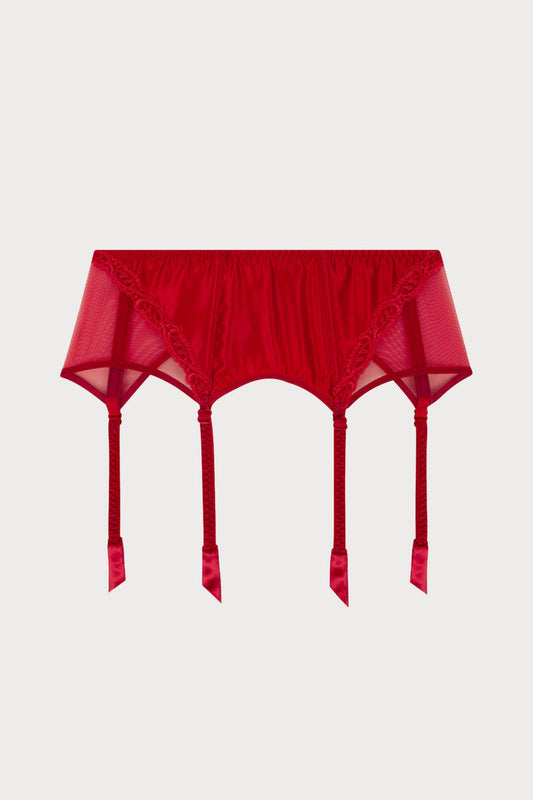 Splendeur Soie Suspender Belt Rouge, Size S (UK 10)