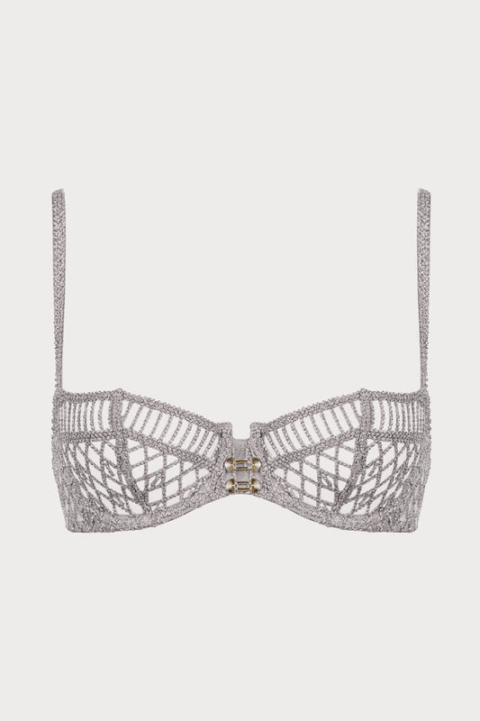 Stardust Dream Silver Embroidery Half Cup Bra