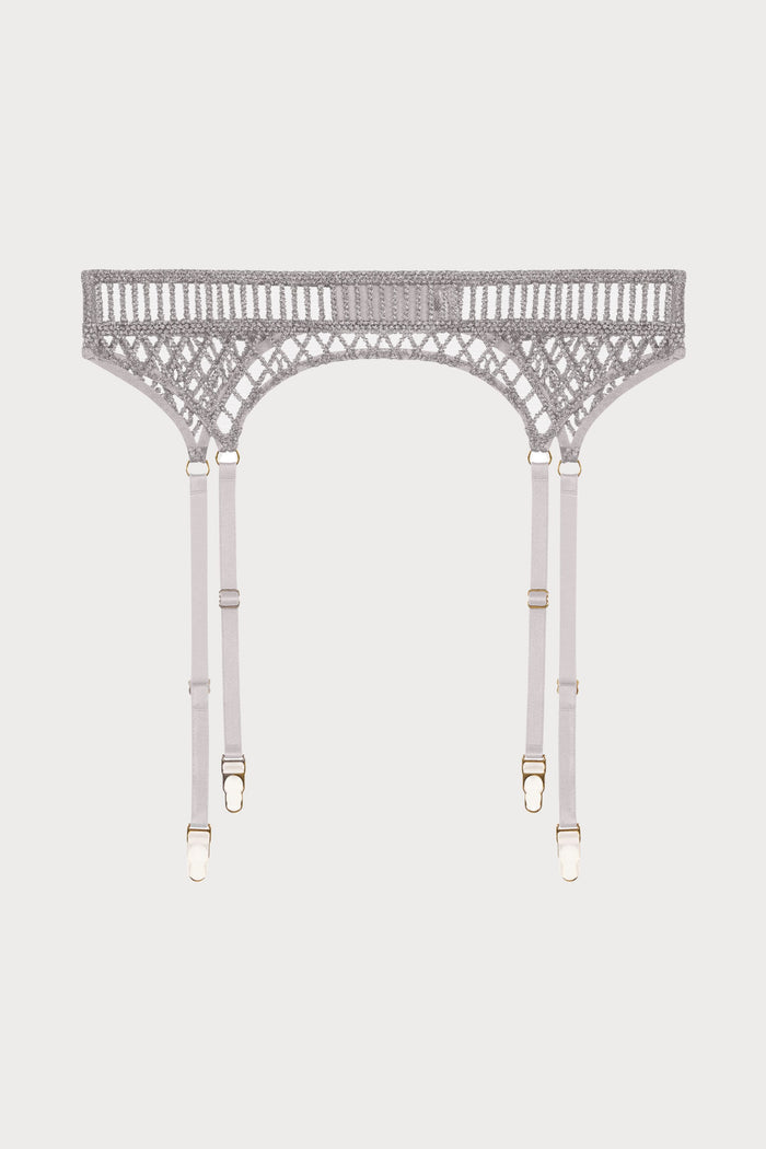 Stardust Dream Silver Embroidery Suspender Belt