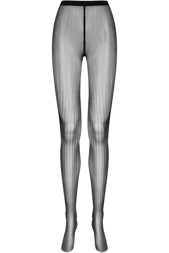 Maison Close Striped Illusion Tights Black 30 Denier