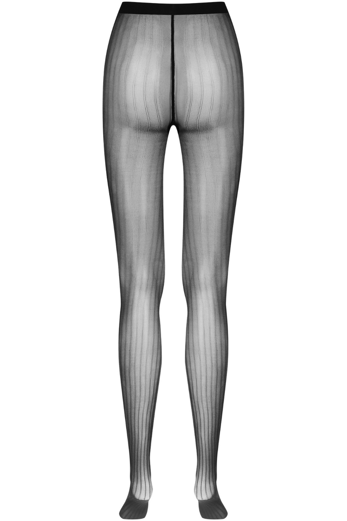 Maison Close Striped Illusion Tights Black 30 Denier