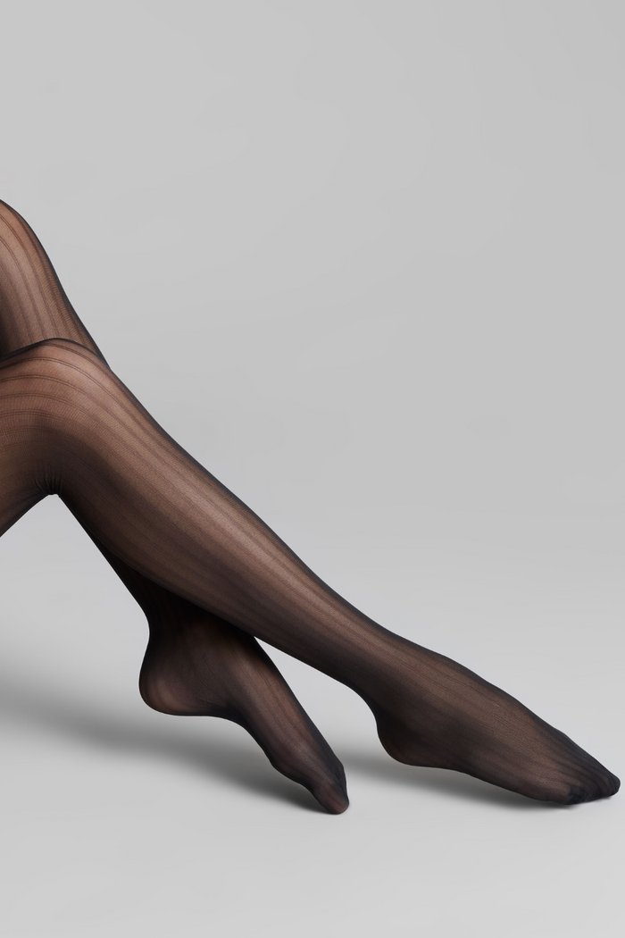 Maison Close Striped Illusion Tights Black 30 Denier