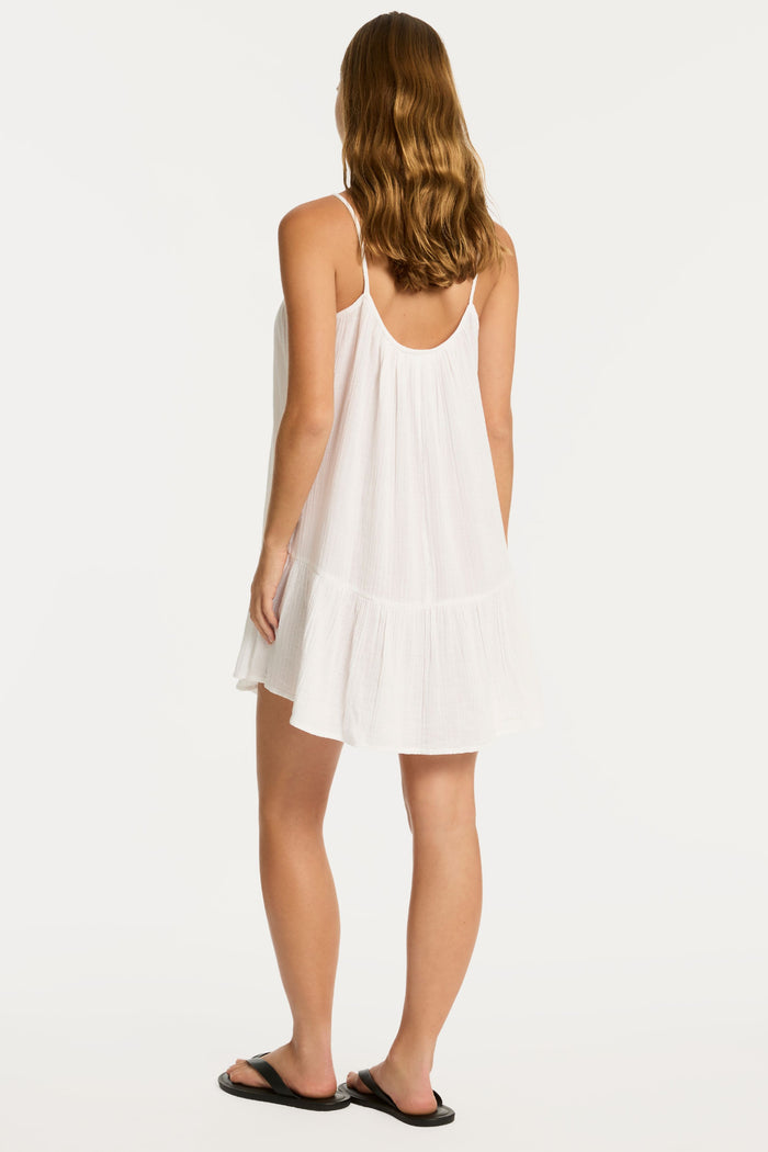 Sunset Cotton White Short Sundress