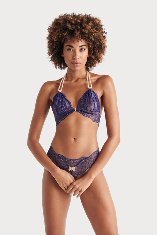Bracli Sydney Blue Lace Single Pearl Thong