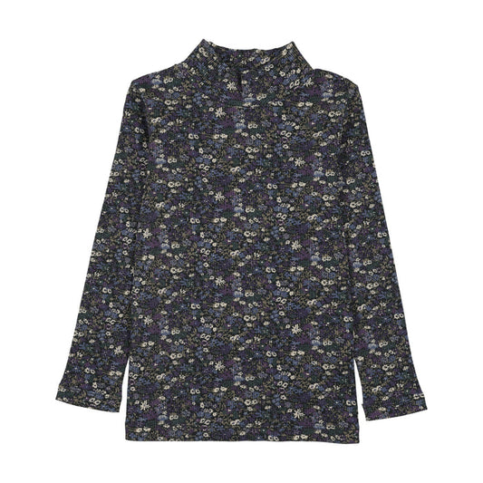 tee l/s ribbed mockneck - navy libery print