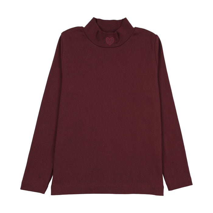 tee l/s rugged threads mockneck - burgundy denim
