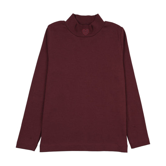 tee l/s rugged threads mockneck - burgundy denim