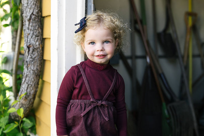 tee l/s rugged threads mockneck - burgundy denim