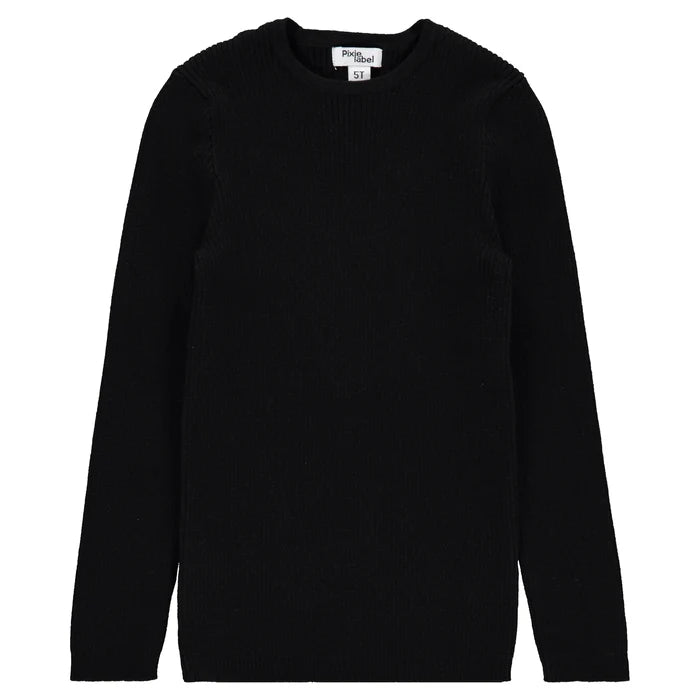 top knit crew neck - black