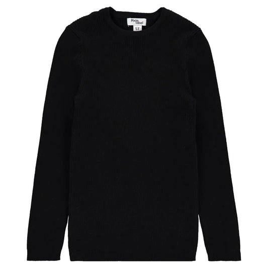 top knit crew neck - black