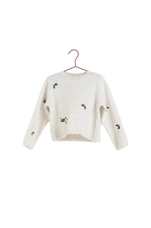 top l/s apple knit sweater - oatmeal