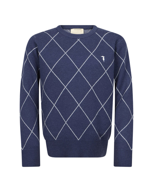 top l/s argyle outline sweater - blue naval