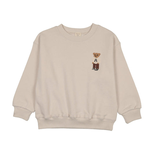 top l/s bear sweatshirt - ivory/print