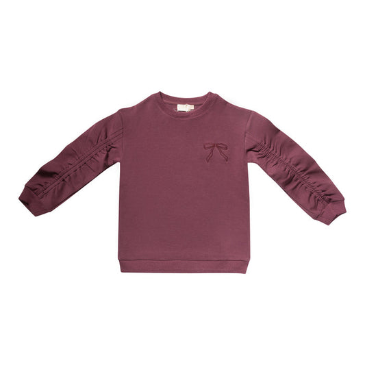 top l/s bow embroidered sweatshirt - eggplant-84