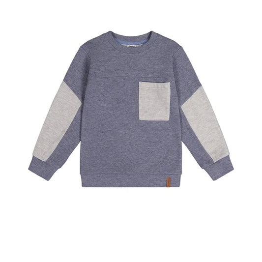 top l/s brushed colorblock pocket sweatshirt - blue wash-04670